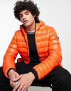 Good For Nothing Hooded Puffer Jacket In Orange
