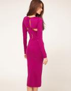 Asos Midi Dress With Cut Out Side And Back - Purple