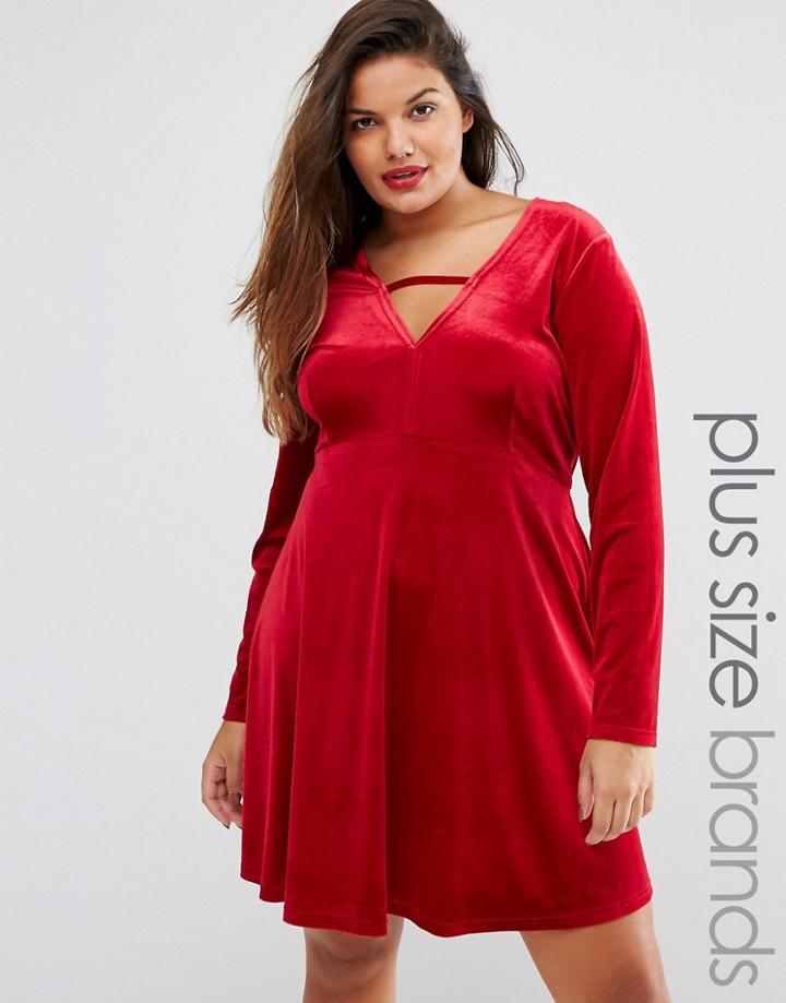 Alice & You Velvet Skater Dress - Red