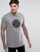 Pretty Green Eastfields Logo T-shirt Slim Fit In Mid Gray - Gray