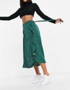 Ax Paris Ruffle Wrap Skirt In Micro Polka Dot-multi