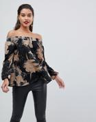 Ax Paris Floral Off The Shoulder Top - Multi