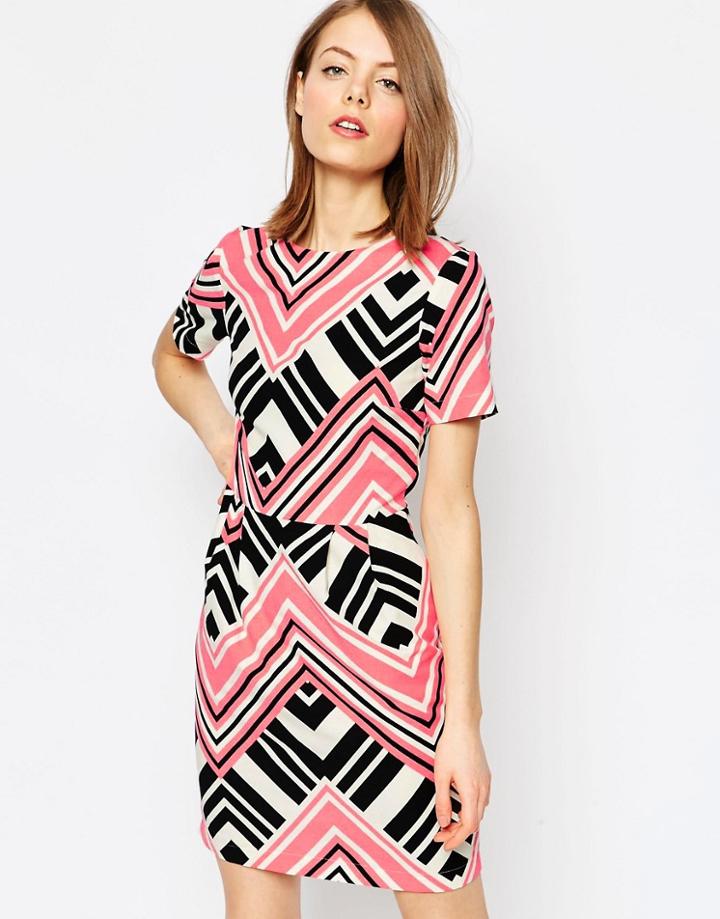 Asos Graphic Print Mini Wiggle Dress - Multi