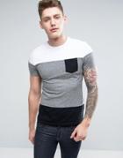 Celio T-shirt With Block Panel Stripe - Gray