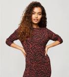 Miss Selfridge Petite Coordinating T-shirt In Red Leopard Print-black