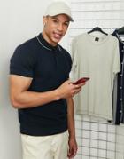 Selected Homme Knit Polo With Tipping Detail In Navy