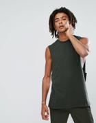 Asos Design Relaxed Tank With Dropped Armhole - Green