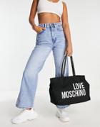 Love Moschino Cotton Tote Bag In Black