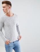Blend Lightweight Sweater In Melange Gray - White