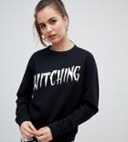 Monki Halloween Slogan Sweat In Black - Black