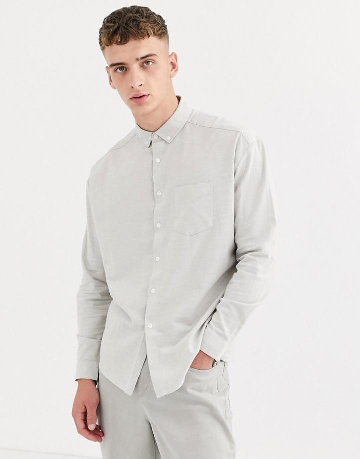 Asos Design Oversized Oxford Shirt In Gray