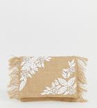 Glamorous Embroidered Straw Clutch