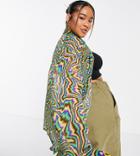 Collusion Plus Abtract Print Sheer Oversized Shirt In Multi