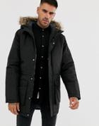 Only & Sons Parka With Faux Fur Hood-black