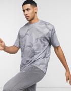 Asos 4505 Easy Fit Workout T-shirt With Camo Print-grey