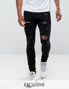 Jaded London Super Skinny Jeans In Black With Distressing - Black