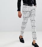 Asos Edition Tall Skinny Crop Tuxedo Suit Pants In White Lace - White