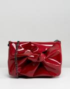 New Look Patent Bow Chain Shoulder Bag - Red