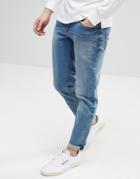 Asos Slim Jeans In Mid Wash - Blue