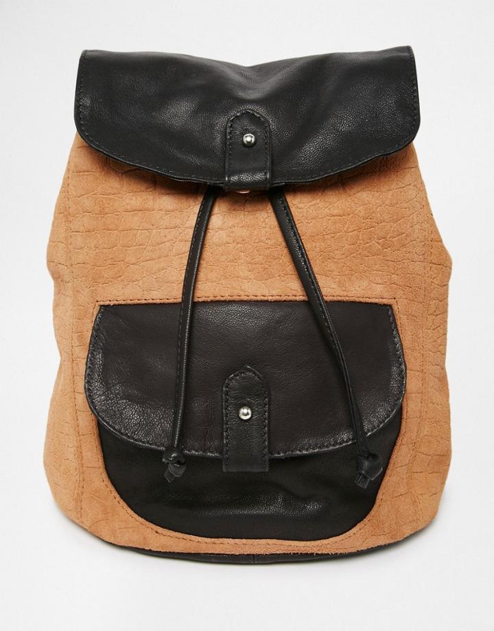 Asos Suede Embossed Croc Backpack - Multi