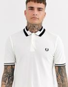 Fred Perry Block Collar Polo Shirt In White