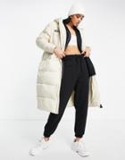 Ellesse Longline Puffer Coat In Ecru-neutral