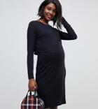 New Look Maternity Double Layer Nursing Dress In Black - Black