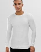 Asos Design Extreme Muscle Fit Honeycomb Texture Sweater In Off White - White