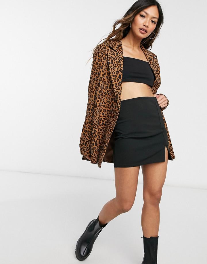 Urban Threads Oversized Blazer In Leopard - Part Of A Set-multi
