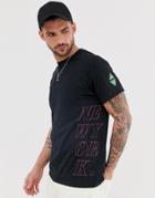 River Island T-shirt With Side Print In Black - Black