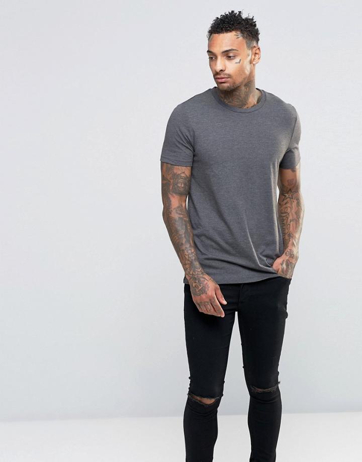 Asos T-shirt With Crew Neck - Gray