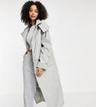Asos Design Tall Double Layer Parka Coat In Gray-grey