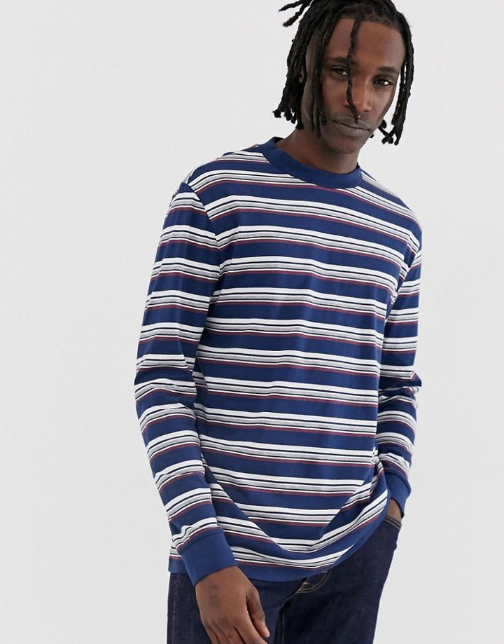 Asos Design Relaxed Long Sleeve Striped T-shirt-multi