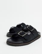 River Island Buckle Strap Sandals In Black