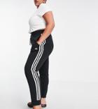 Adidas Originals Plus Adicolor Three Stripe Slim Fit Sweatpants In Black
