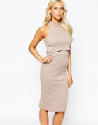 Love High Neck Dress In Rib Jersey - Taupe