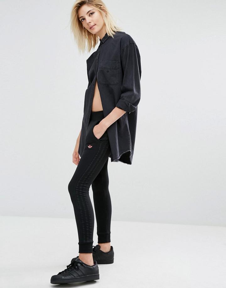 Adidas Tonal 3 Stripe Sweat Pant In Slim Fit - Black