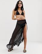 New Look Beach Skirt Cover-up In Black - Black