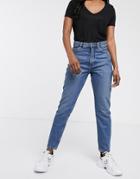 Monki Kimomo Organic Cotton High Waist Mom Jeans In Classic Blue-blues