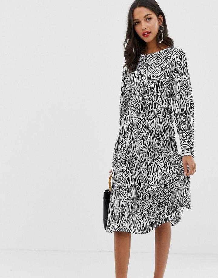 Vila Zebra Print Midi Dress-multi