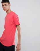 Bershka Join Life Longline T-shirt In Red - Red