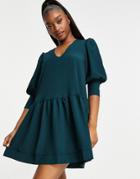 Unique21 Drop Hem Smock Dress-green