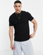 Asos Design Smart Rib T-shirt In Black