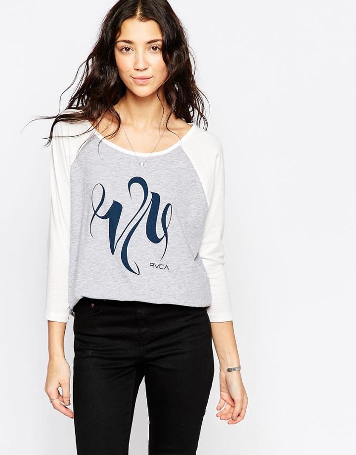 Rvca Logo Baseball Top - Black