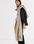 Asos Design Personalized Scarf With S Initial-pink