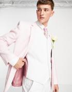 Asos Design Wedding Skinny Cotton Linen Suit Vest In White