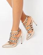 Asos Protector Stud Detail Caged Heels - Beige
