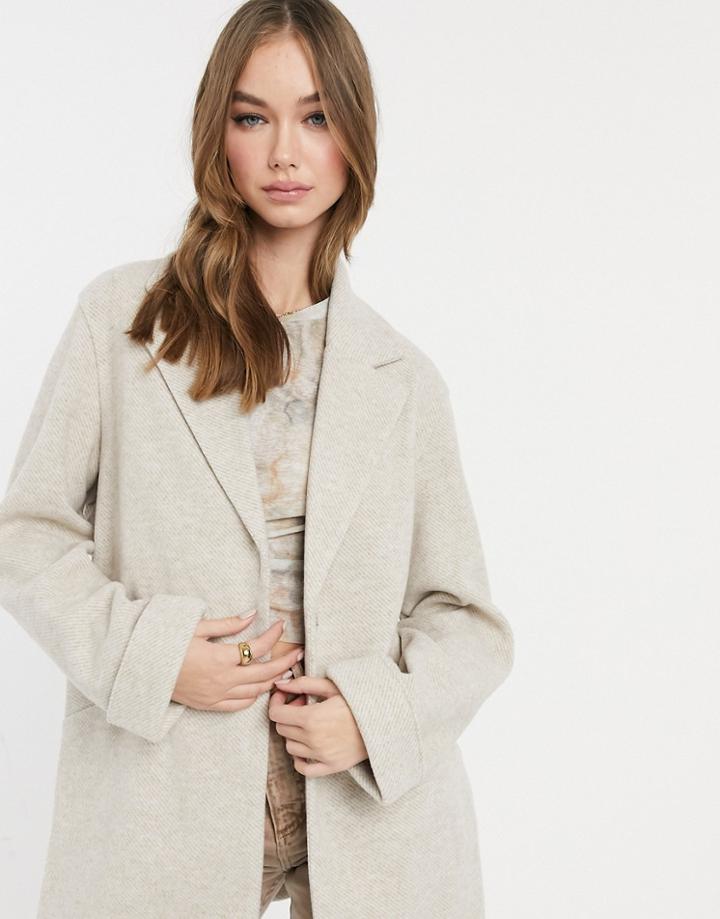 Bershka Coat In Ecru-white