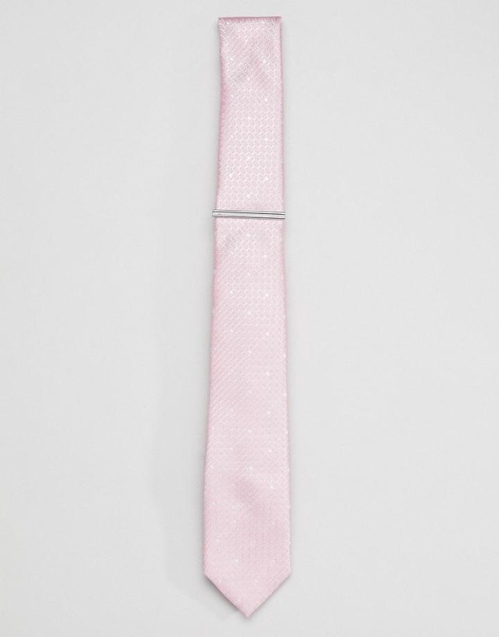 Burton Menswear Wedding Tie In Light Pink Polka Dot - Pink