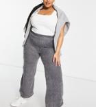 I Saw It First Plus Eyelash Wide Leg Pants In Gray-grey